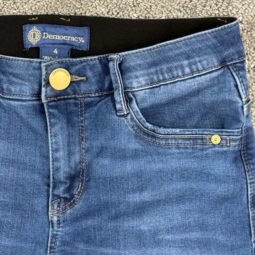 Democracy Jeans Womens 4 Blue Absolution Sharkbite Hem Casual Denim